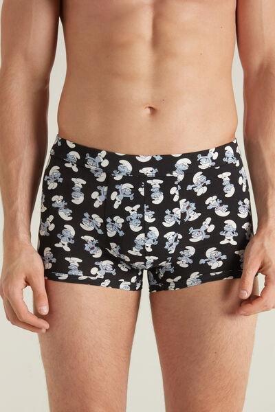 Black Smurfs Print Cotton Boxers, 5701_556U, large image number 1
