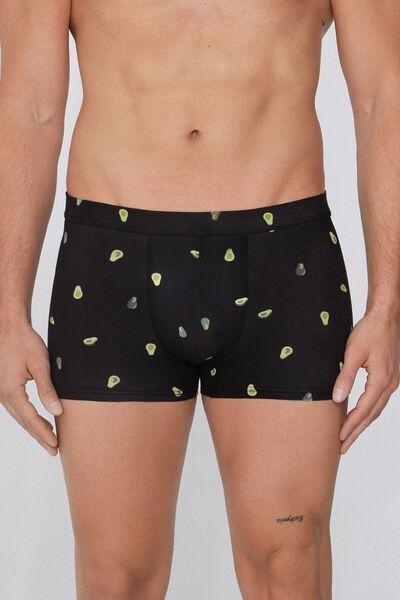 Black Printed Stretch Boxers, , large image number 0