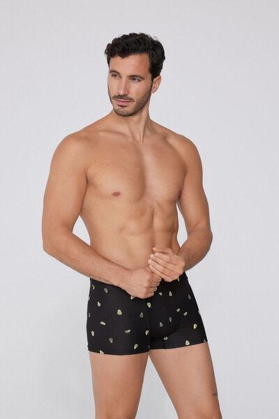 Black Printed Stretch Boxers, , large image number 1