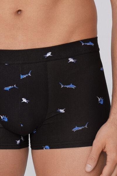 Black Printed Stretch Boxers, , large image number 3