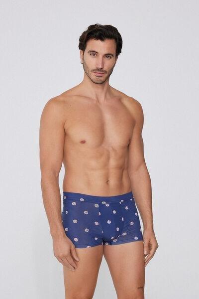 Blue Printed Stretch Boxers, 5701_544Y, large image number 0