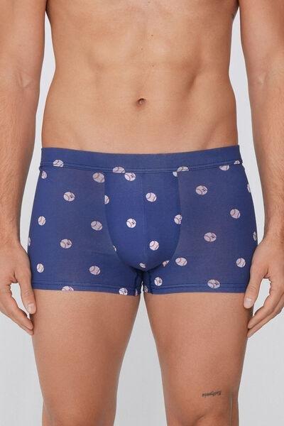 Blue Printed Stretch Boxers, 5701_544Y, large image number 1