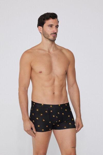 Navy Printed Stretch Boxers, 5701_565Y, large image number 0