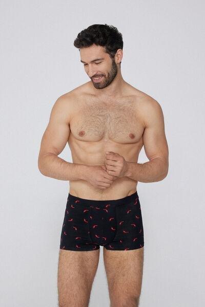 Navy Printed Stretch Boxers, , large image number 1