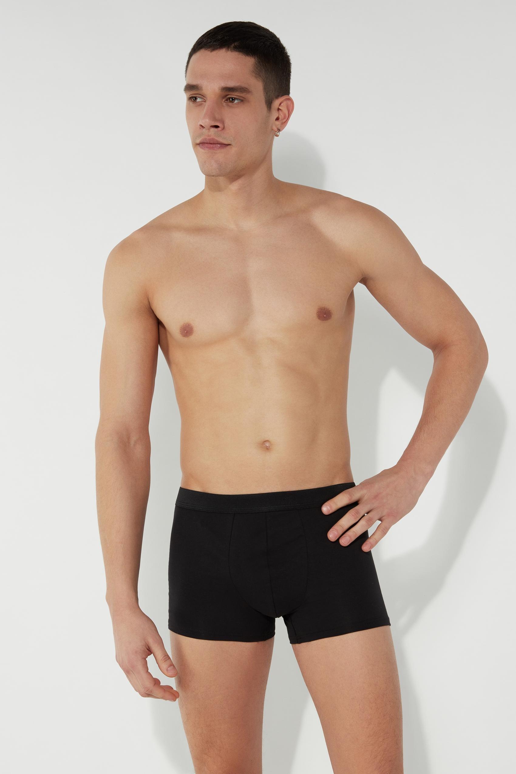 Black Stretch Cotton Boxer Brief, , large image number 0