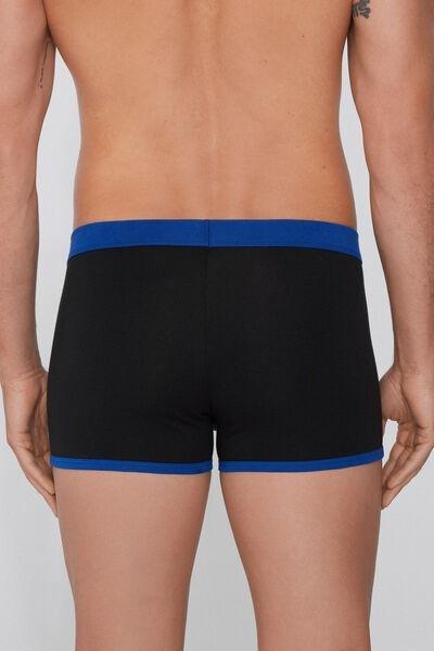 Black / Blue Basic Two-Tone Cotton Boxers, , large image number 1