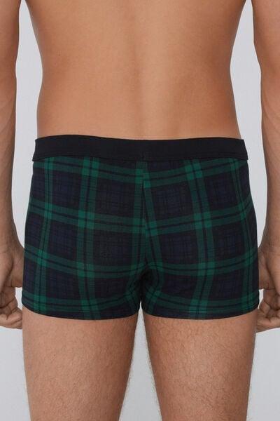 Navy Checkered Print Stretch Cotton Boxers, 5701_023Z, large image number 2