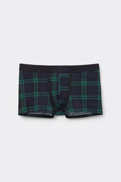 Navy Checkered Print Stretch Cotton Boxers, 5701_023Z, large image number 4
