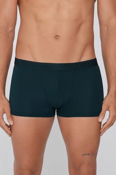 Navy Elastic Microfibre Boxers, , large image number 0
