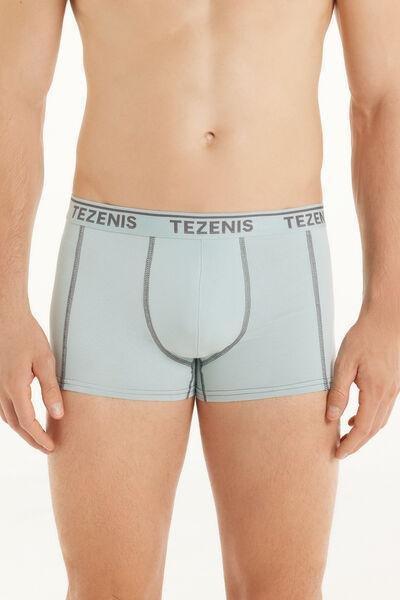 Tezenis - Green Cotton Boxers With Contrasting Seams And Logo