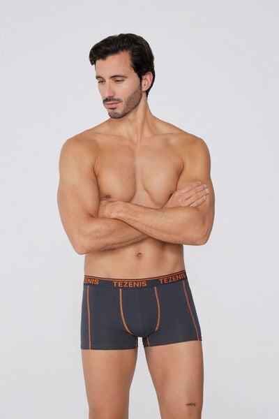 Black Contrasting Seams Cotton Boxers, 5701_539Y, large image number 0