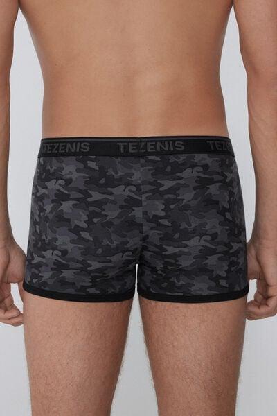 Black Camouflage Print Cotton Boxers, 5701_036Z, large image number 2