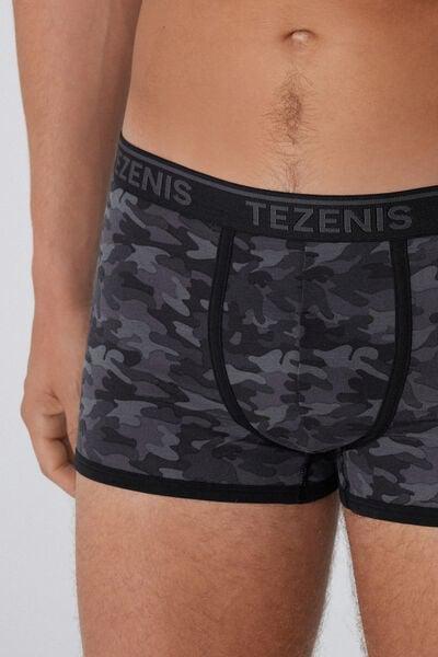 Black Camouflage Print Cotton Boxers, 5701_036Z, large image number 3