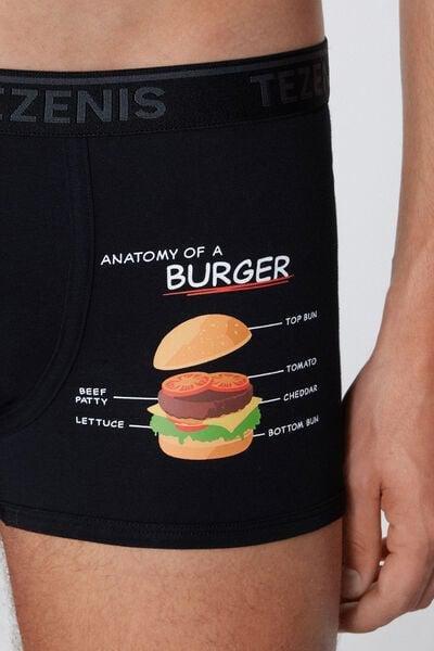 Black Burger Print Cotton Boxers, 5701_046Z, large image number 2