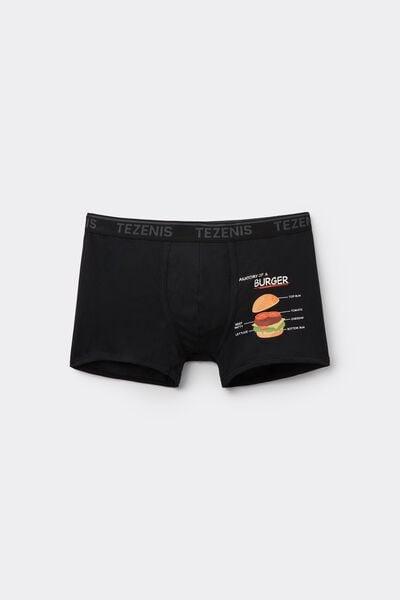 Black Burger Print Cotton Boxers, 5701_046Z, large image number 3