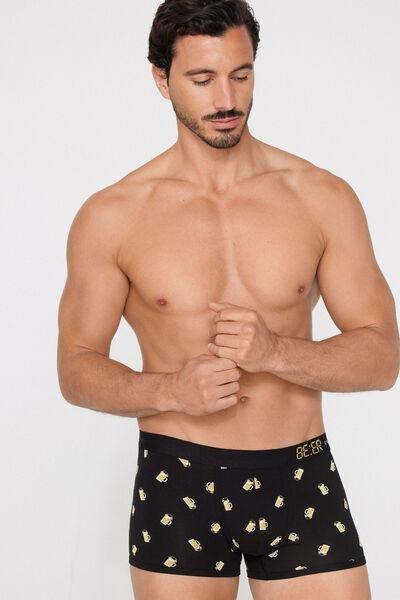 Black Beer Print Cotton Boxers, 5701_261Z, large image number 0