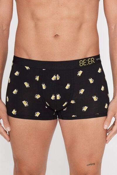 Black Beer Print Cotton Boxers, 5701_261Z, large image number 1