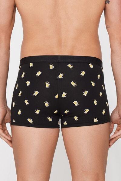 Black Beer Print Cotton Boxers, 5701_261Z, large image number 2
