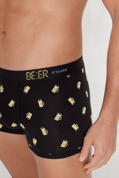 Black Beer Print Cotton Boxers, 5701_261Z, large image number 3
