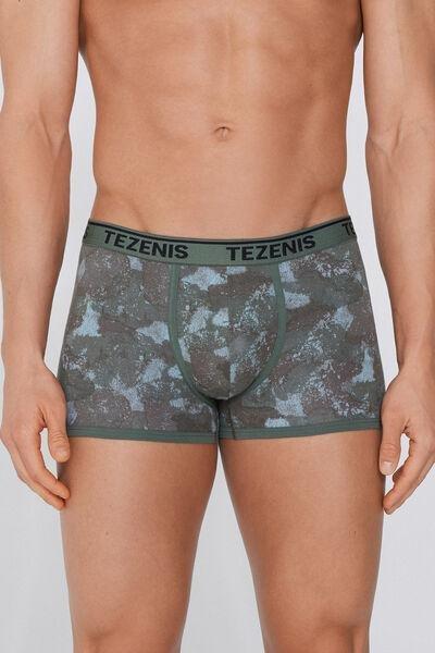 VERDE STAMPA MIMETIC Printed Cotton Boxers with Contrasting Trim and Logo, , large image number 0