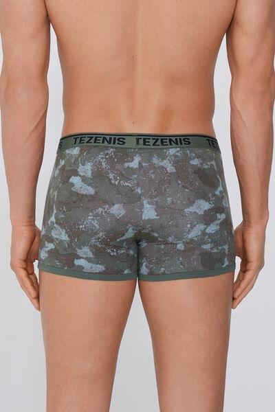 VERDE STAMPA MIMETIC Printed Cotton Boxers with Contrasting Trim and Logo, , large image number 2