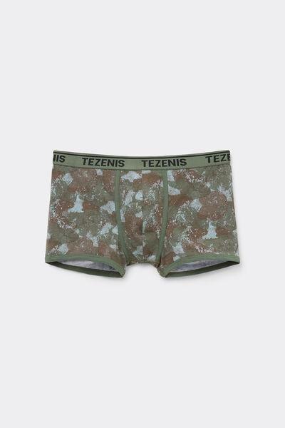 VERDE STAMPA MIMETIC Printed Cotton Boxers with Contrasting Trim and Logo, , large image number 4