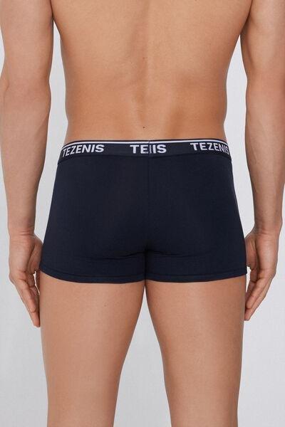 Navy Printed Contrasting Trim Boxers, , large image number 2