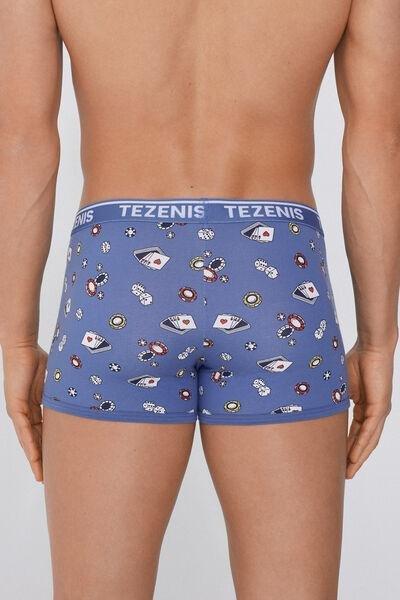 Blue Printed Contrasting Seams Boxers, 5701_359Y, large image number 2