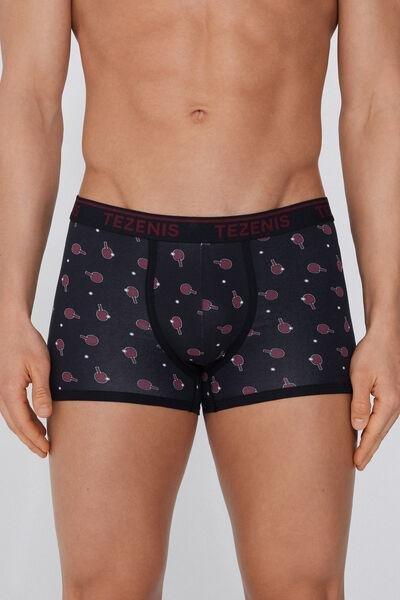 NERO STAMPA PING PONG Printed Cotton Boxers with Contrasting Trim and Logo, , large image number 0