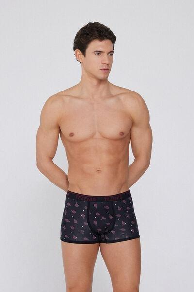NERO STAMPA PING PONG Printed Cotton Boxers with Contrasting Trim and Logo, , large image number 1