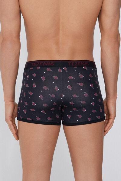NERO STAMPA PING PONG Printed Cotton Boxers with Contrasting Trim and Logo, , large image number 2
