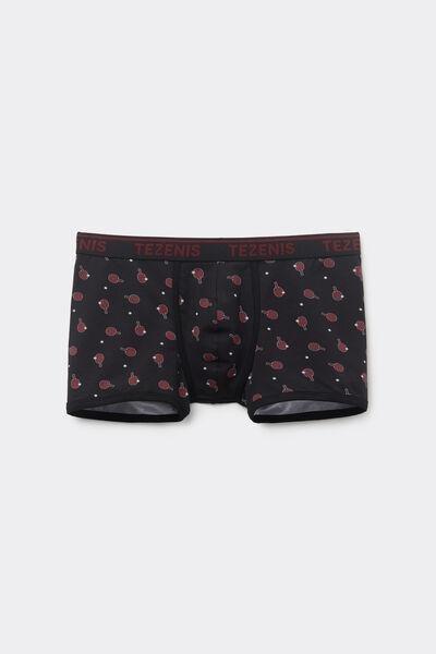 NERO STAMPA PING PONG Printed Cotton Boxers with Contrasting Trim and Logo, , large image number 4