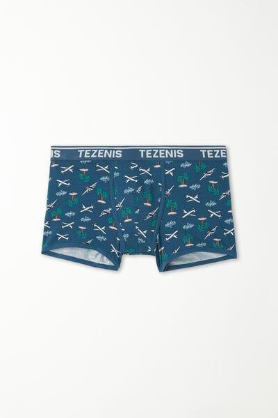 Tezenis - Blue Printed Cotton Logo Boxers