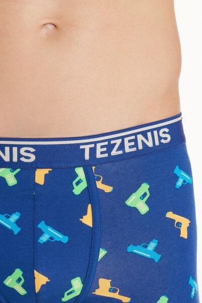 Tezenis - Blue Printed Cotton Logo Boxers
