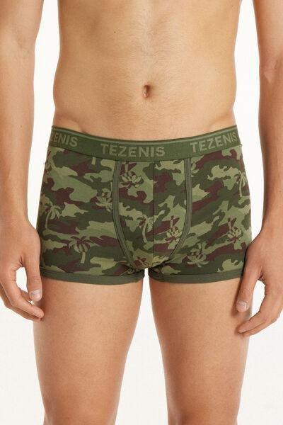 Khaki Printed Cotton Logo Boxers, , large image number 0