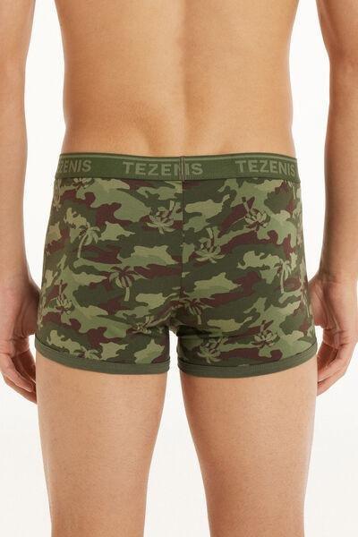 Khaki Printed Cotton Logo Boxers, , large image number 2