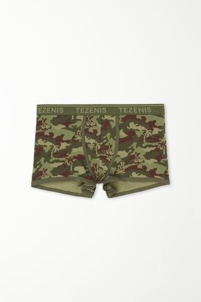 Khaki Printed Cotton Logo Boxers, , large image number 4