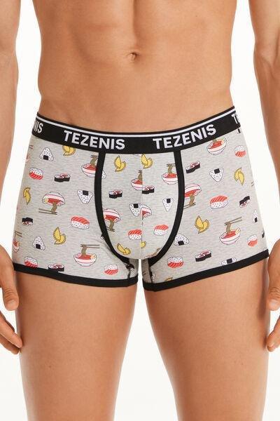 Tezenis Grey Cotton Contrasting Trim With Logo Panty