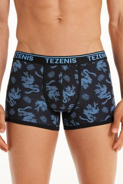 Blue Printed Cotton Boxers