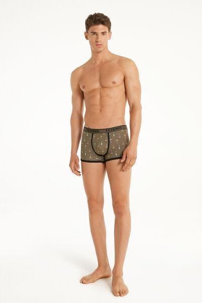Brown Printed Cotton Boxers, , large image number 1