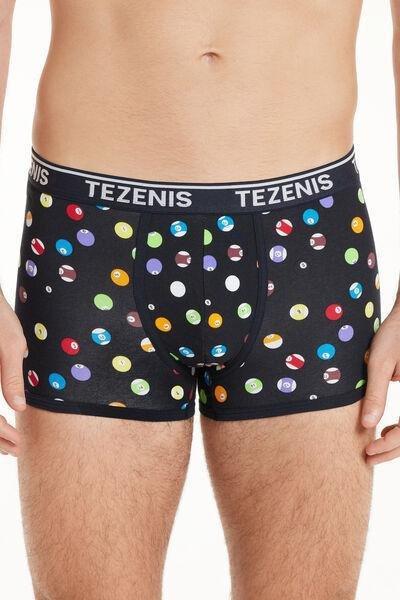 Printed Cotton Logo Boxers with Contrasting Trim 
