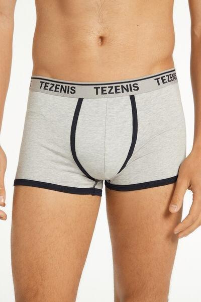 Grey Cotton Contrasting Trim With Logo Boxer, , large image number 0