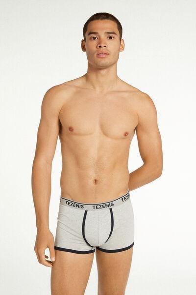 Grey Cotton Contrasting Trim With Logo Boxer, , large image number 1
