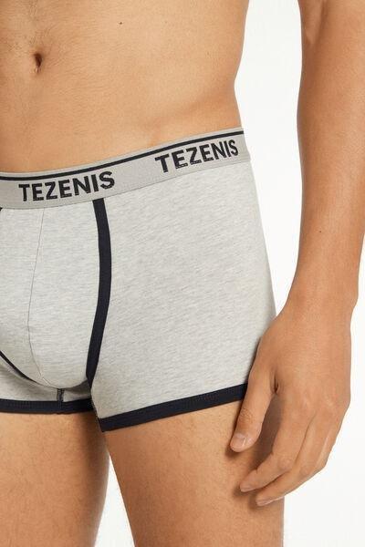 Grey Cotton Contrasting Trim With Logo Boxer, , large image number 3