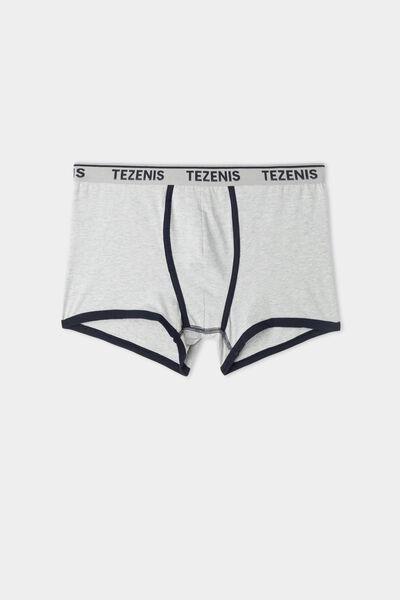 Grey Cotton Contrasting Trim With Logo Boxer, , large image number 4