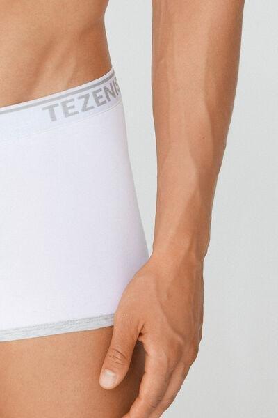 White Embroidered Boxers, White/light Grey Blend, large image number 5