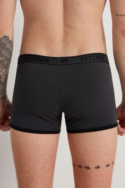 Grey Cotton Contrasting Trim With Logo Boxer, , large image number 2