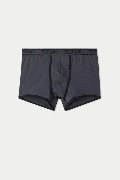 Grey Cotton Contrasting Trim With Logo Boxer, , large image number 4
