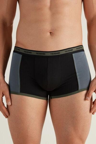 Black Two Tone Cotton Boxers, 5701_243V, large image number 1