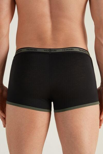 Black Two Tone Cotton Boxers, 5701_243V, large image number 2